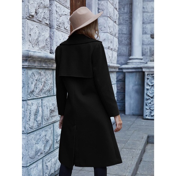 long line
 Double Breasted Overcoat pea coat peacoat tan khaki camel brown - Picture 2 of 9